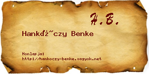 Hankóczy Benke névjegykártya